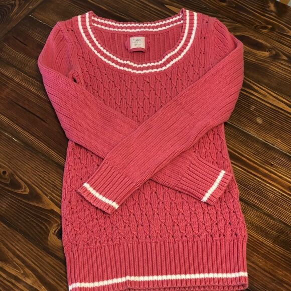 Old Navy ⚓️ Pink and White Scoop Neck Sweater - Picture 1 of 4
